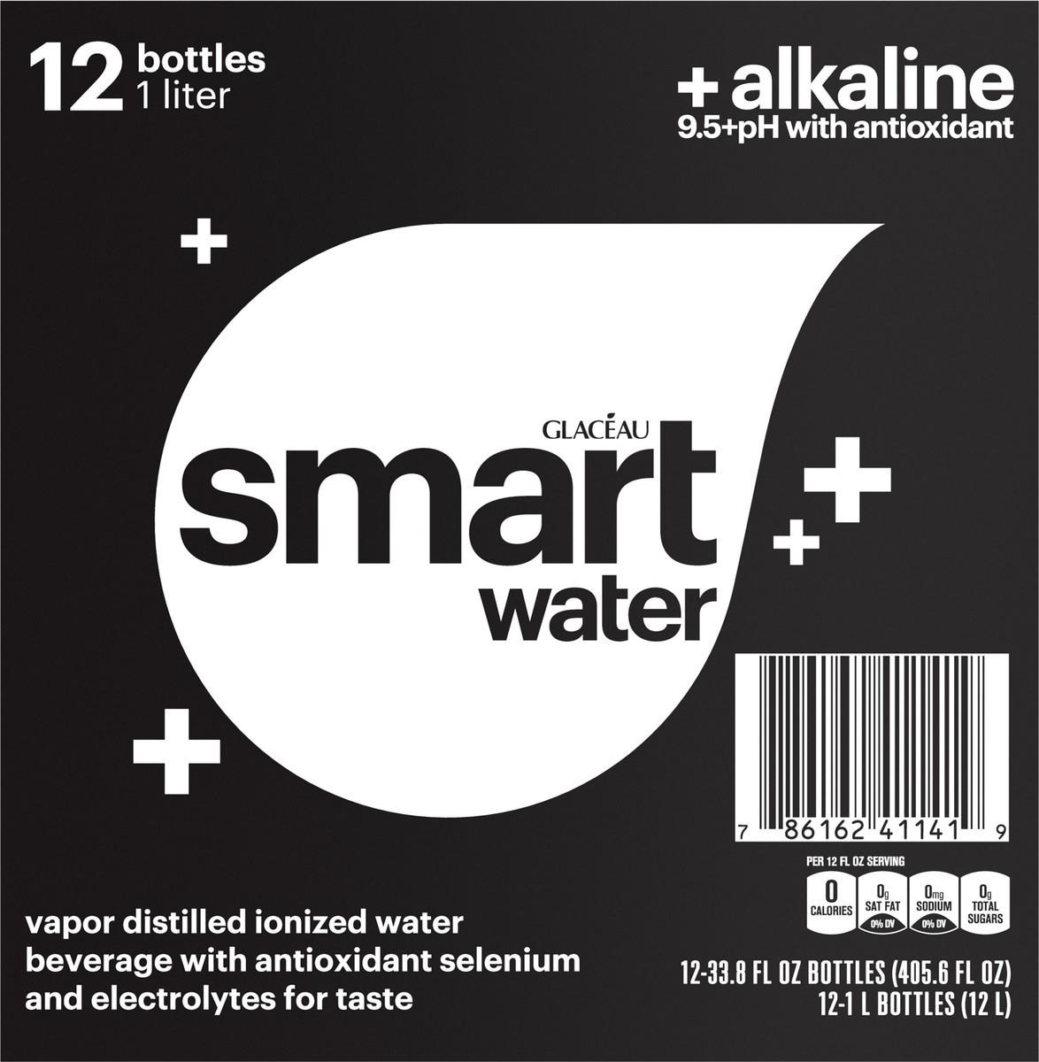 slide 9 of 12, Glaceau Smartwater Alkaline With Antioxidant Bottles, 33.8 fl oz, 12 Pack, 24 ct; 16.9 fl oz