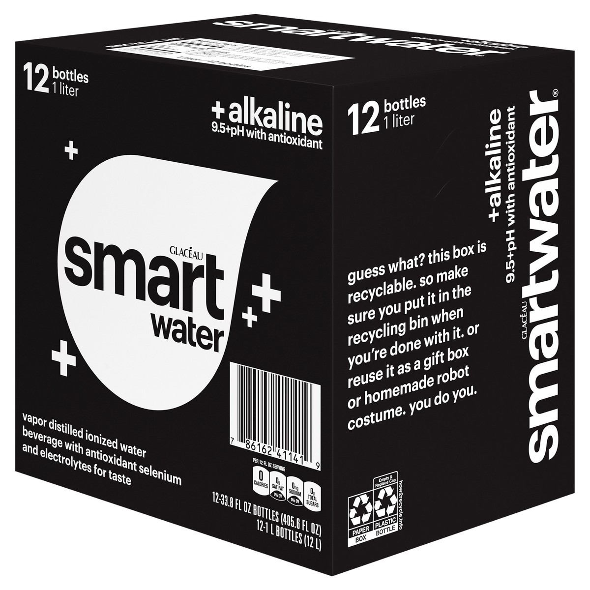 slide 11 of 12, Glaceau Smartwater Alkaline With Antioxidant Bottles, 33.8 fl oz, 12 Pack, 24 ct; 16.9 fl oz