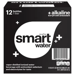 smartwater Glaceau Smartwater Alkaline With Antioxidant Bottles, 33.8 fl oz, 12 Pack