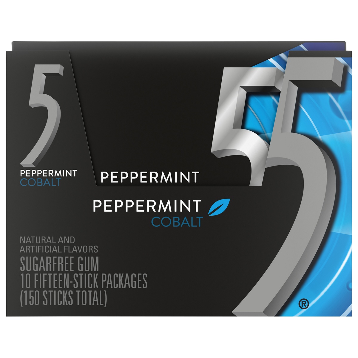 slide 1 of 1, 5 Gum Peppermint Cobalt Sugarfree Gum, 10 ct