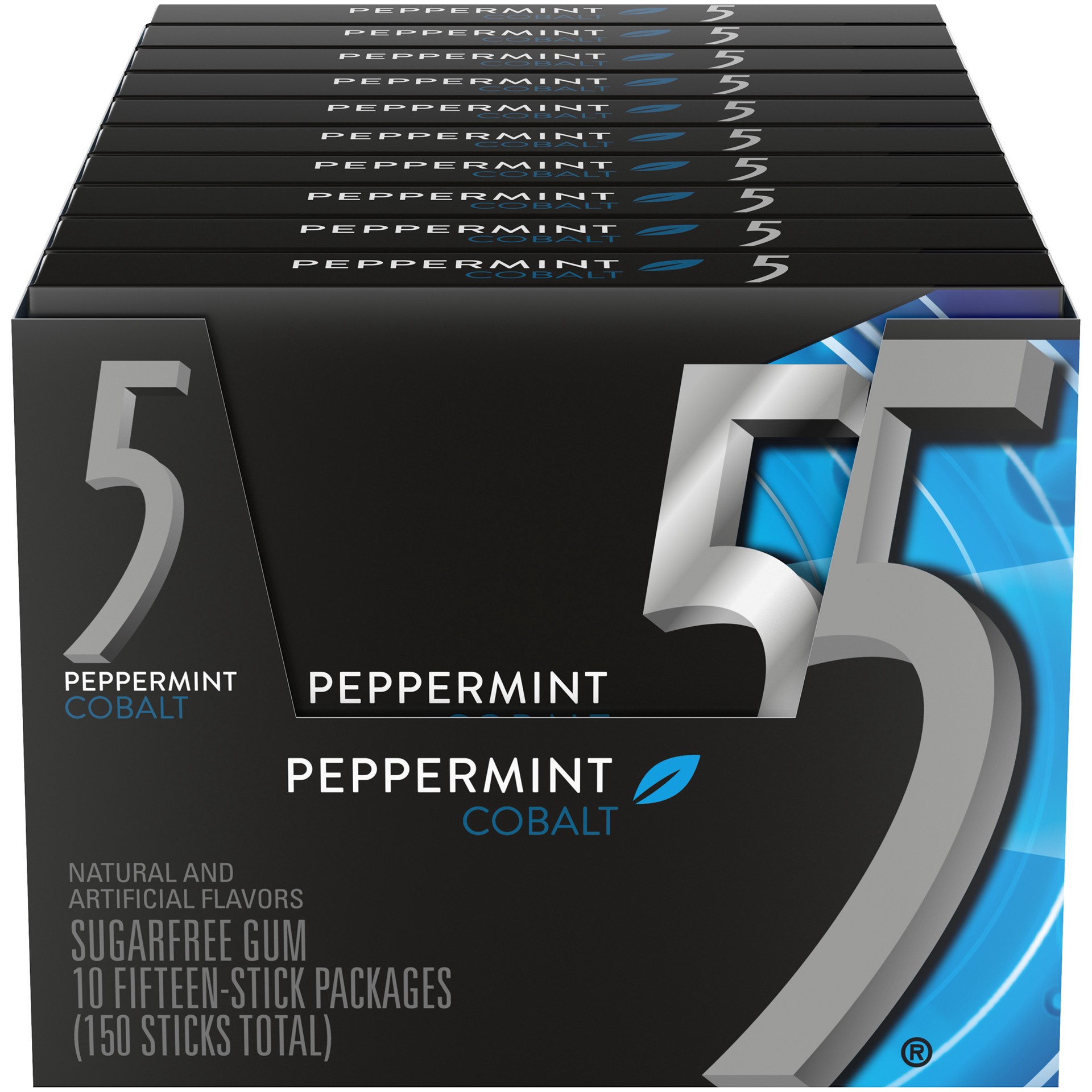 slide 1 of 8, 5 GUM Peppermint Cobalt Sugar Free Chewing Gum Bulk, 15 ct (10 Pack), 150 pc