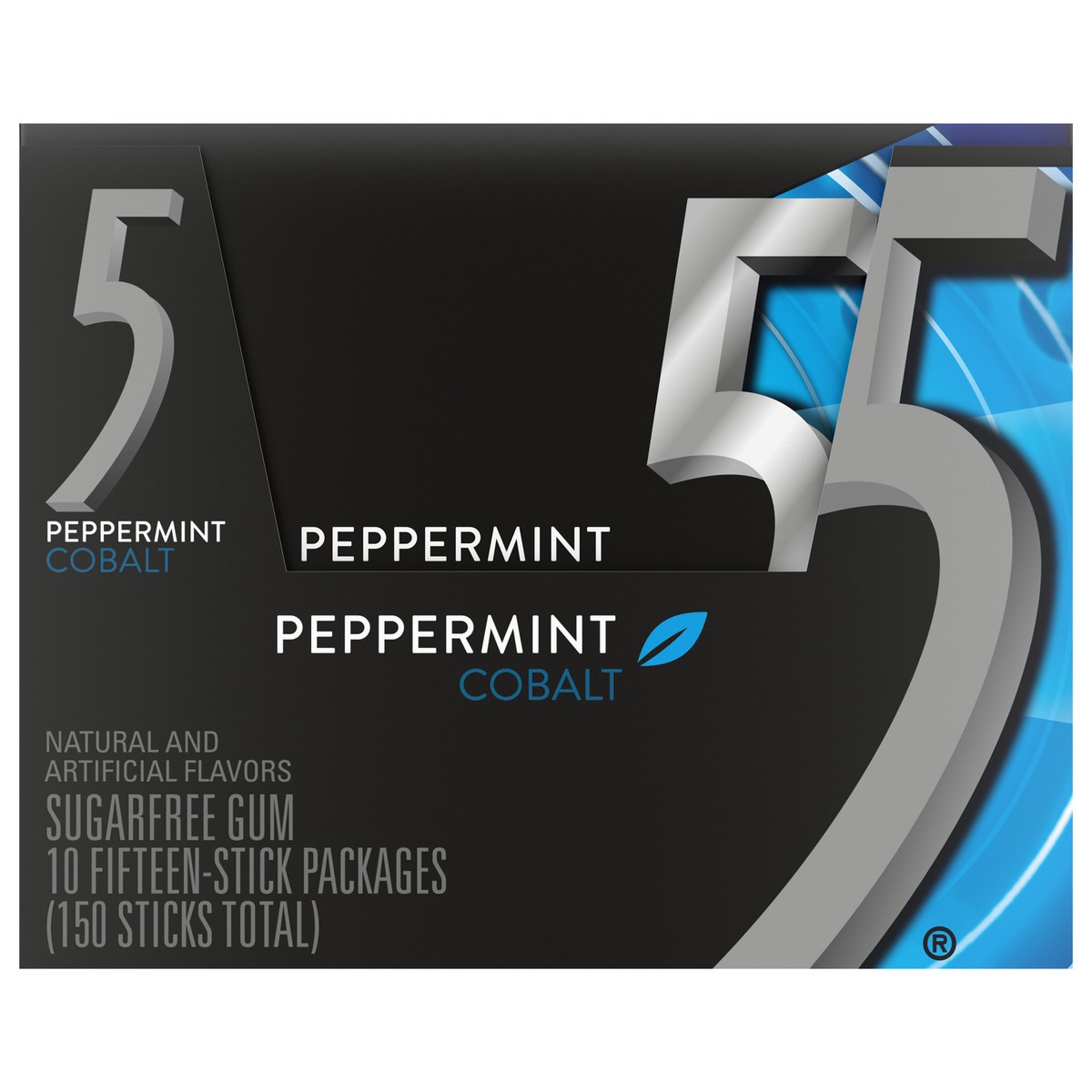 slide 1 of 8, 5 GUM Peppermint Cobalt Sugar Free Chewing Gum Bulk, 15 ct (10 Pack), 150 pc