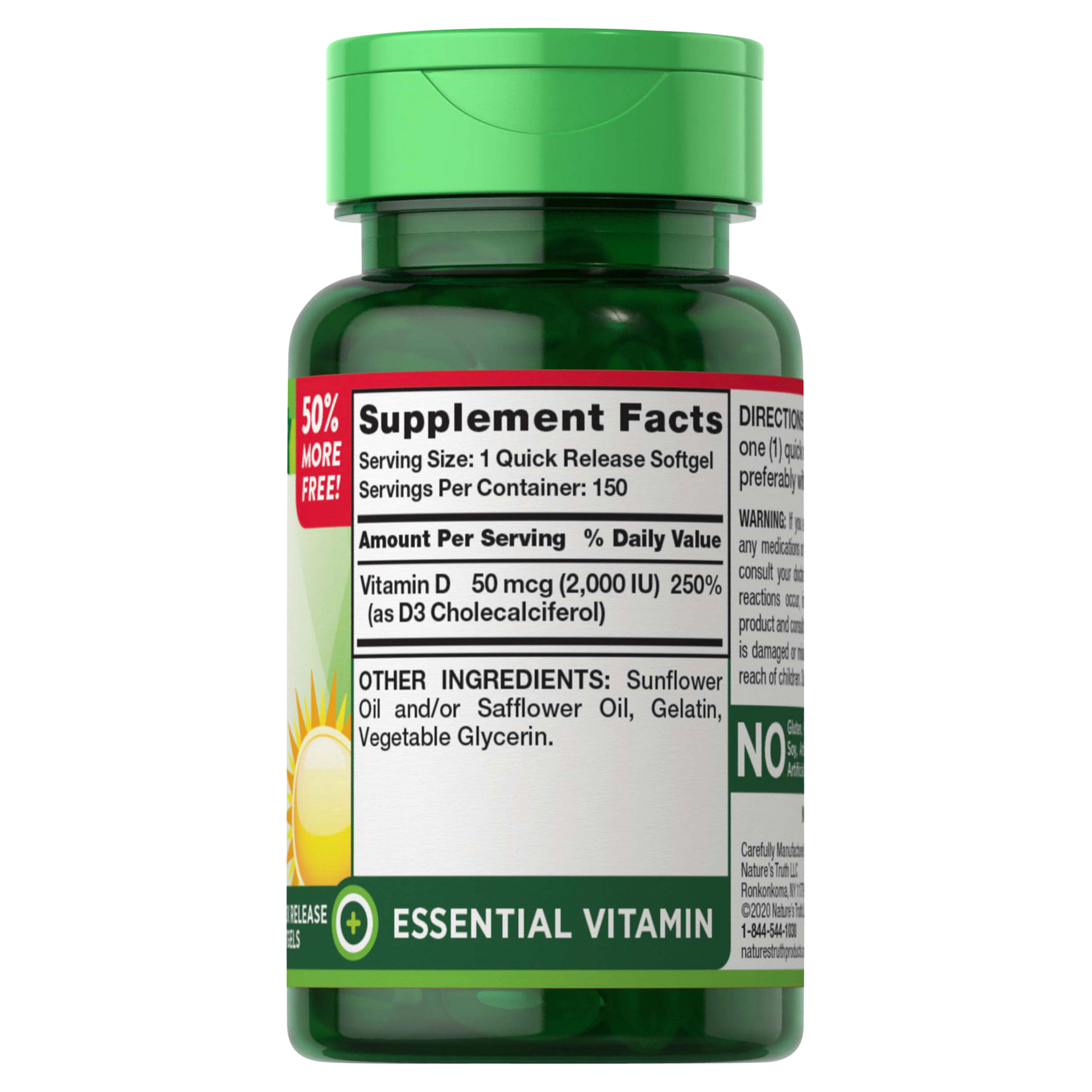 slide 6 of 13, Nature's Truth Vitamin D3 150 ea, 150 ct