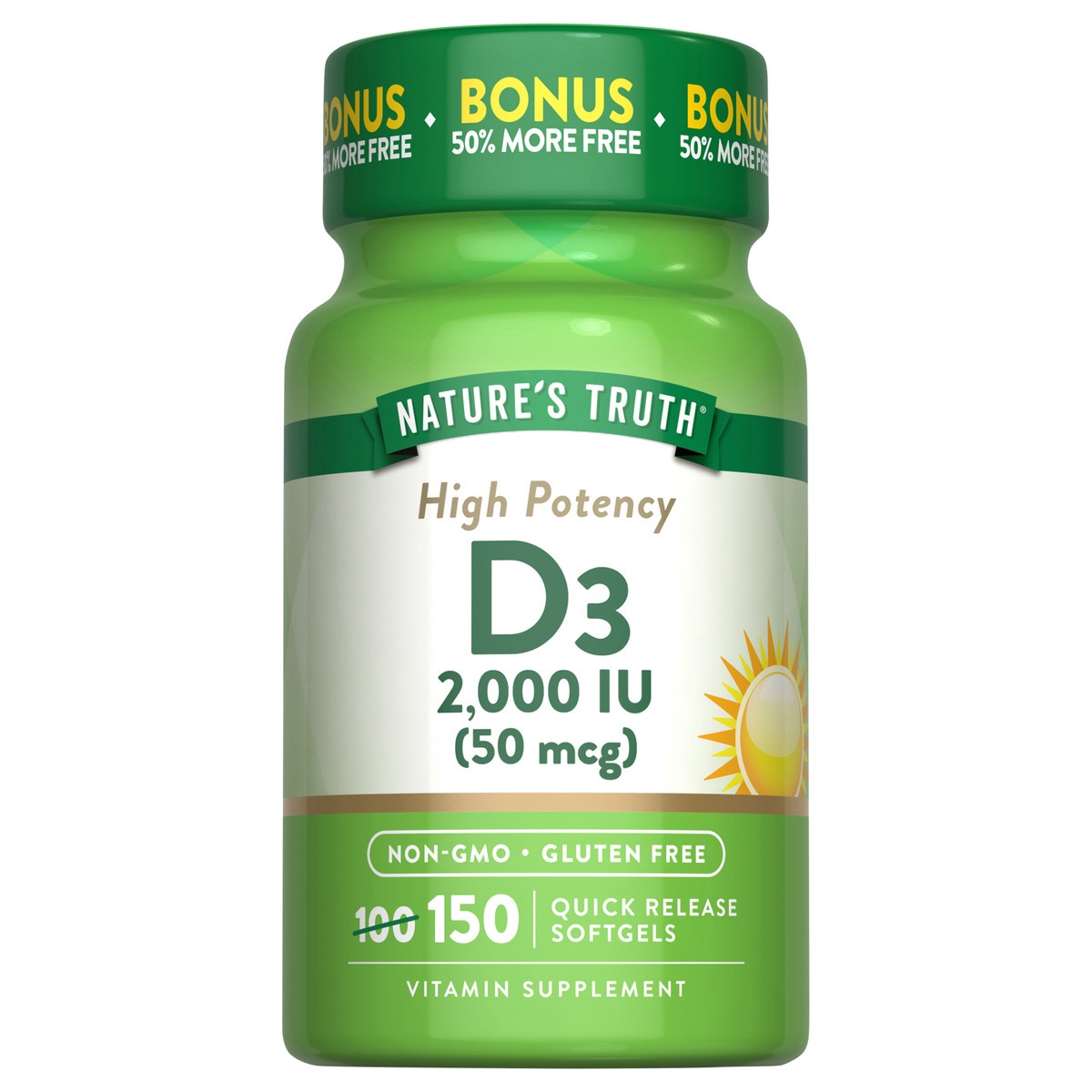 slide 1 of 13, Nature's Truth Vitamin D3 150 ea, 150 ct
