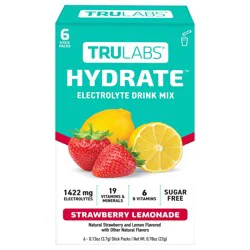 TruLabs Hydrate Strawberry Lemonade Electrolyte Drink Mix - 6 x 0.13 oz Stick Packs
