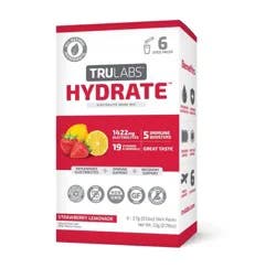 TruLabs Hydrate Strawberry Lemonade Electrolyte Drink Mix with Pink Himalayan Salt 6 - 0.13 oz Stick Packs