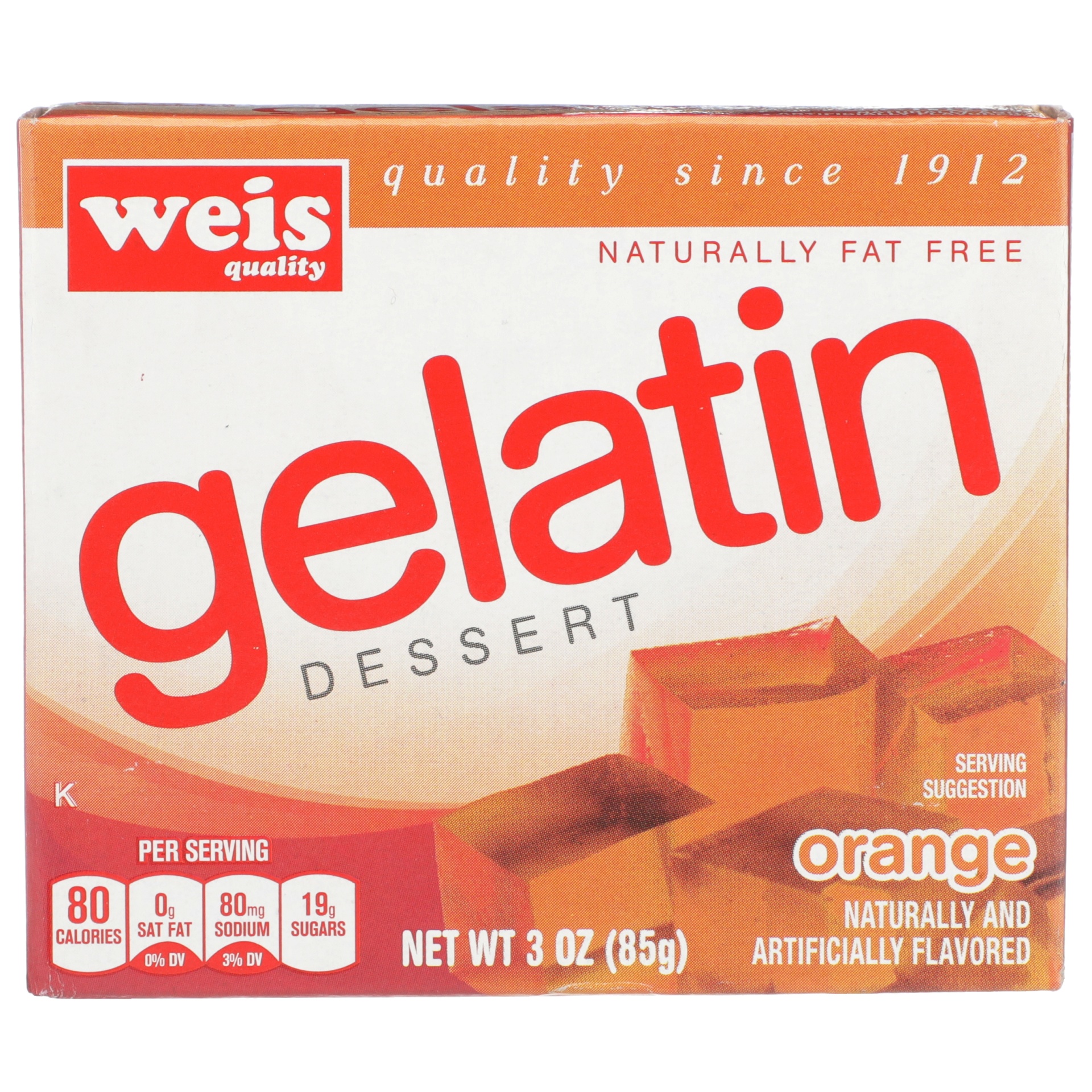 slide 1 of 6, Weis Quality Orange Flavored Gelatin Dessert, 3 oz