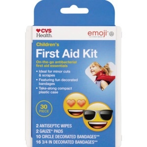 slide 1 of 1, CVS Health Children's First Aid Kit, Emoji, 30 ct