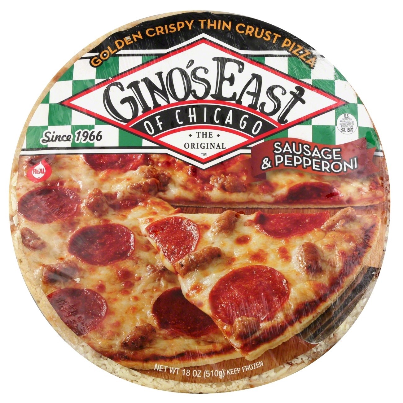 slide 1 of 1, Gino's East Of Chicago The Original Sausage & Pepperoni Pizza, 18 oz