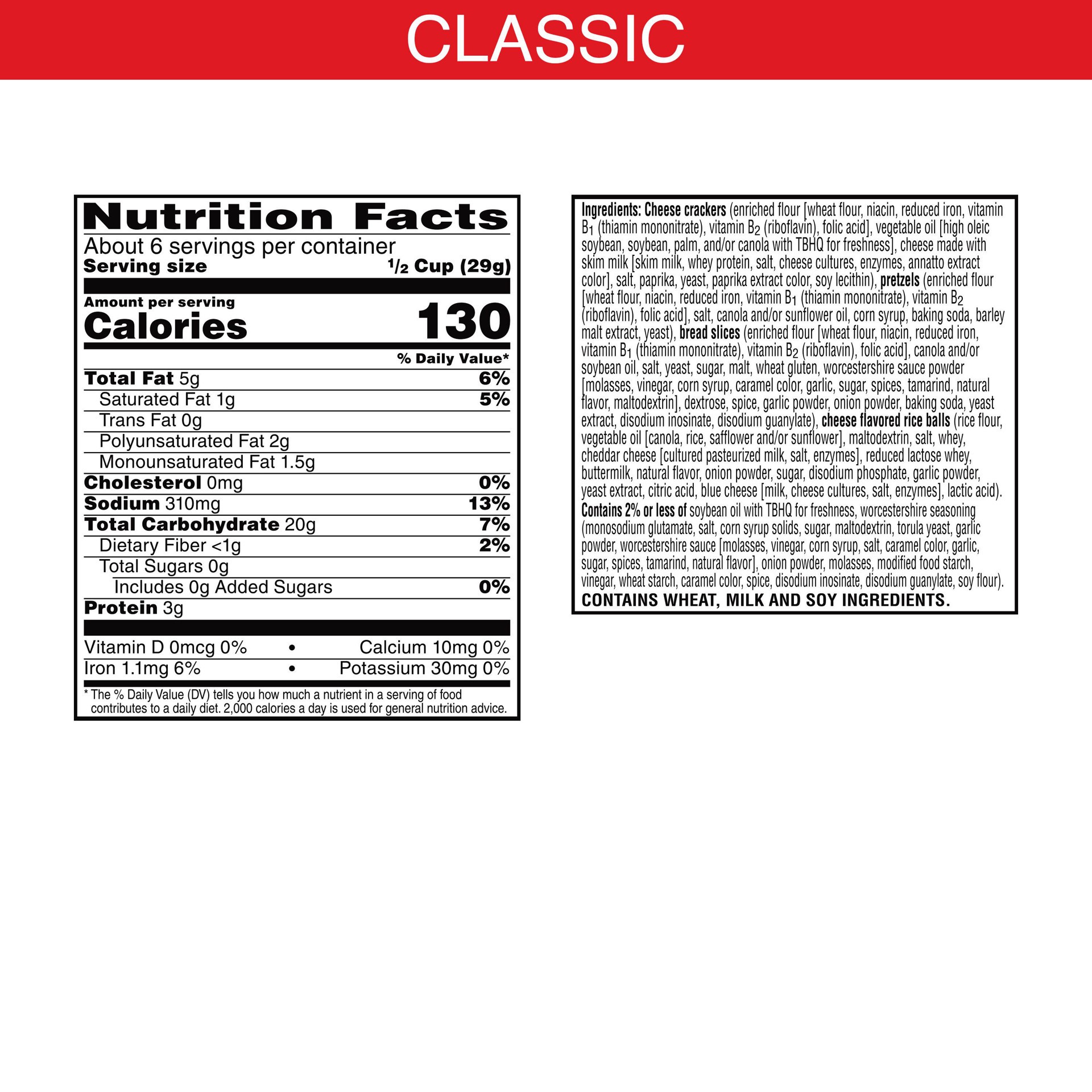 slide 3 of 5, Cheez-It Snack Mix, Lunch Snacks, Office and Kids Snacks, Classic, 6oz Bag, 1 Bag, 6 oz