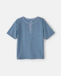 Oshkosh Boys Stripe Henley Tee - Blue Blue 12