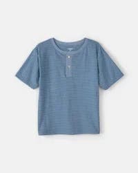 Oshkosh Boys Stripe Henley Tee - Blue Blue 12