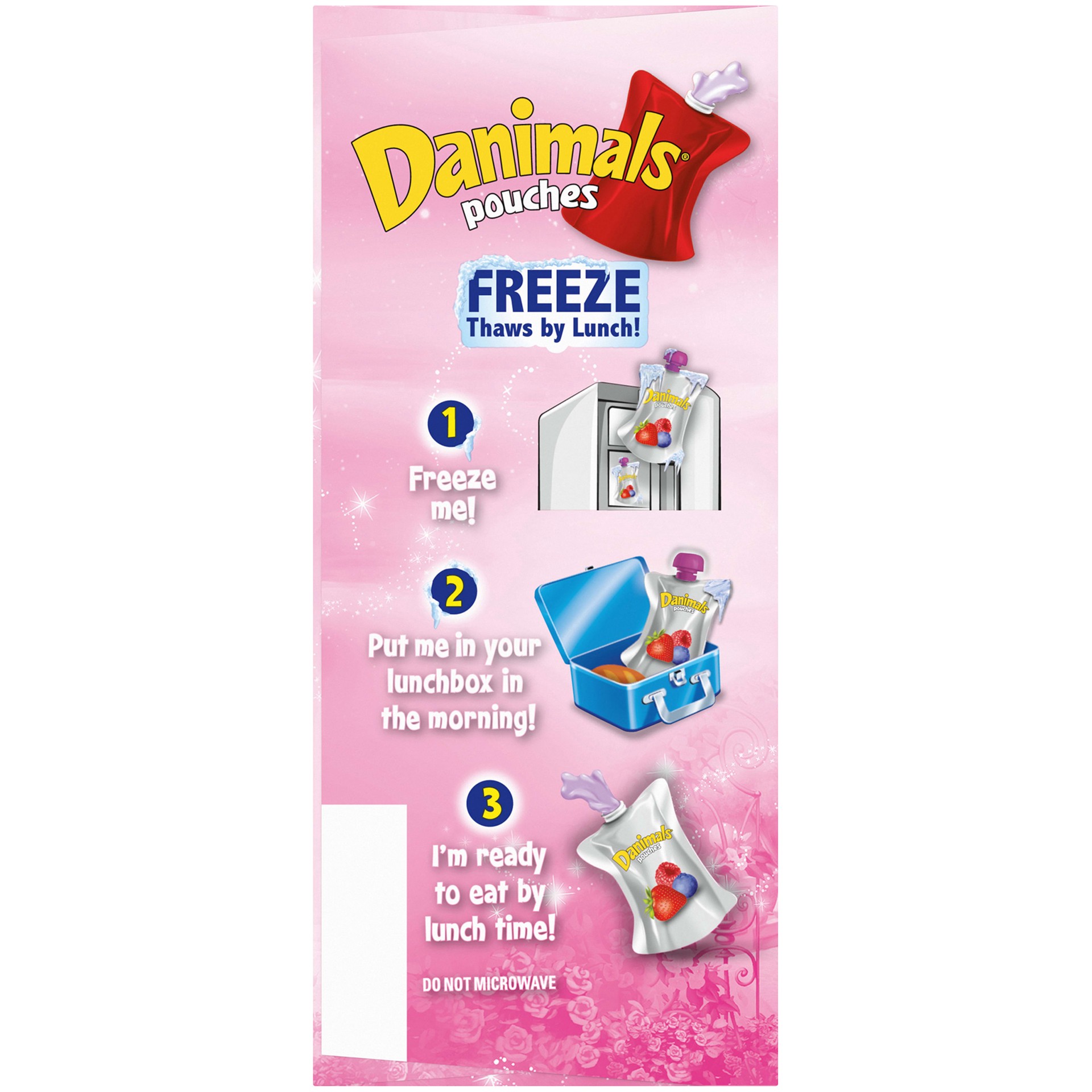 slide 3 of 5, Danimals Pouches Mixed Berry Squeezable Low Fat Yogurt, Easy Snacks for Kids, 4 Ct, 3.5 OZ Yogurt Pouches, 3.5 oz