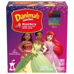 Danimals Pouches Mixed Berry Squeezable Low Fat Yogurt, 4 Ct, 3.5 OZ Yogurt Pouches