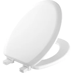 Mayfair Elongated Molded Wood Toilet Seat with Easy Clean & Change Hinge and STA-TITE Seat Fastening System, White