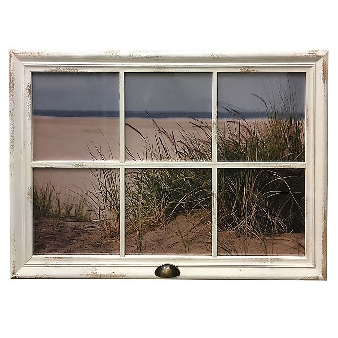 slide 1 of 4, StyleCraft Beach Window Framed Wood Wall Art, 40 in x 28 in