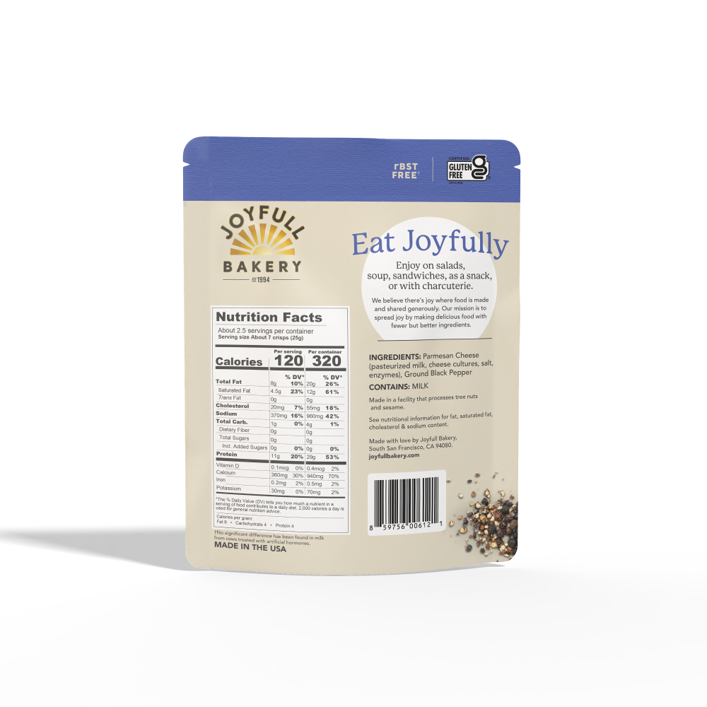 slide 2 of 2, Joyfull Bakery Cracked Pepper Parmesan Thin Crisps, 2.2 oz