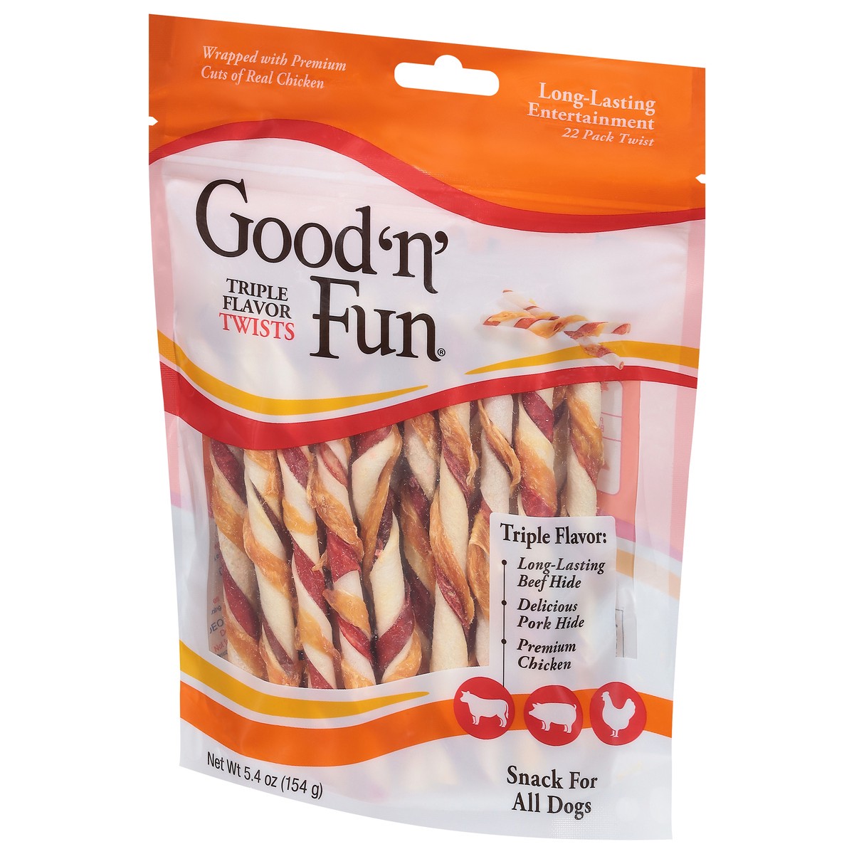 slide 5 of 9, Good 'n' Fun Twists Triple Flavor Snack for All Dogs 22 ct, 22 ct