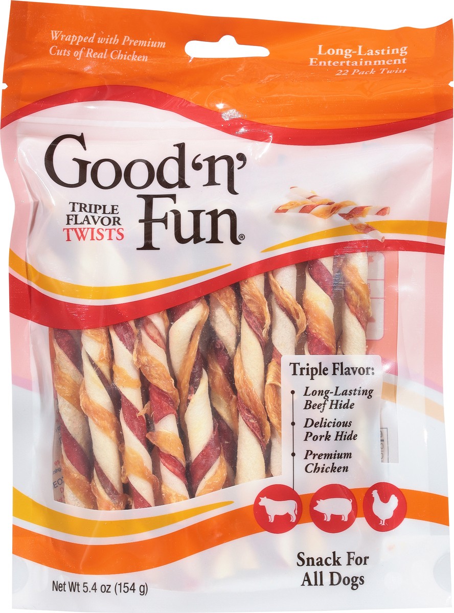 slide 7 of 9, Good 'n' Fun Twists Triple Flavor Snack for All Dogs 22 ct, 22 ct