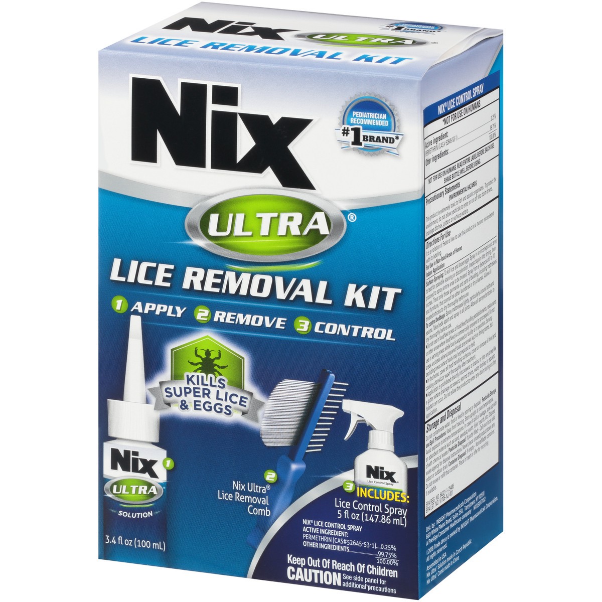 slide 6 of 10, Nix Ultra Lice Removal Kit, 3.4oz Lice Treatment Hair Solution & Comb + 5oz Home Bedbug Spray, 1 Kit, 1 ct