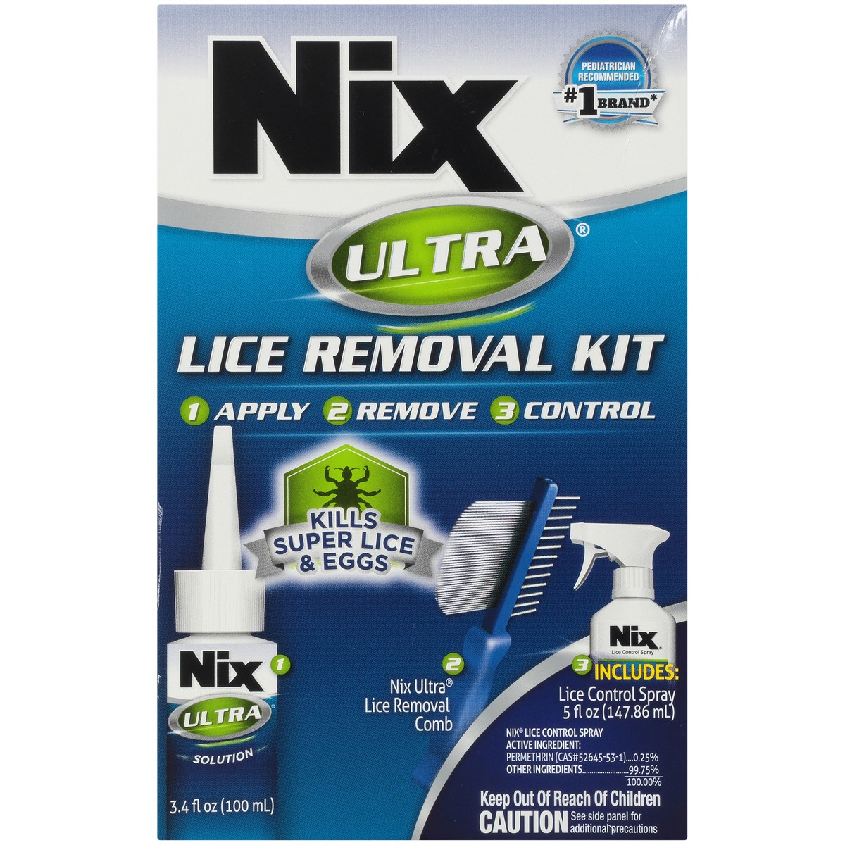 slide 8 of 10, Nix Ultra Lice Removal Kit, 3.4oz Lice Treatment Hair Solution & Comb + 5oz Home Bedbug Spray, 1 Kit, 1 ct