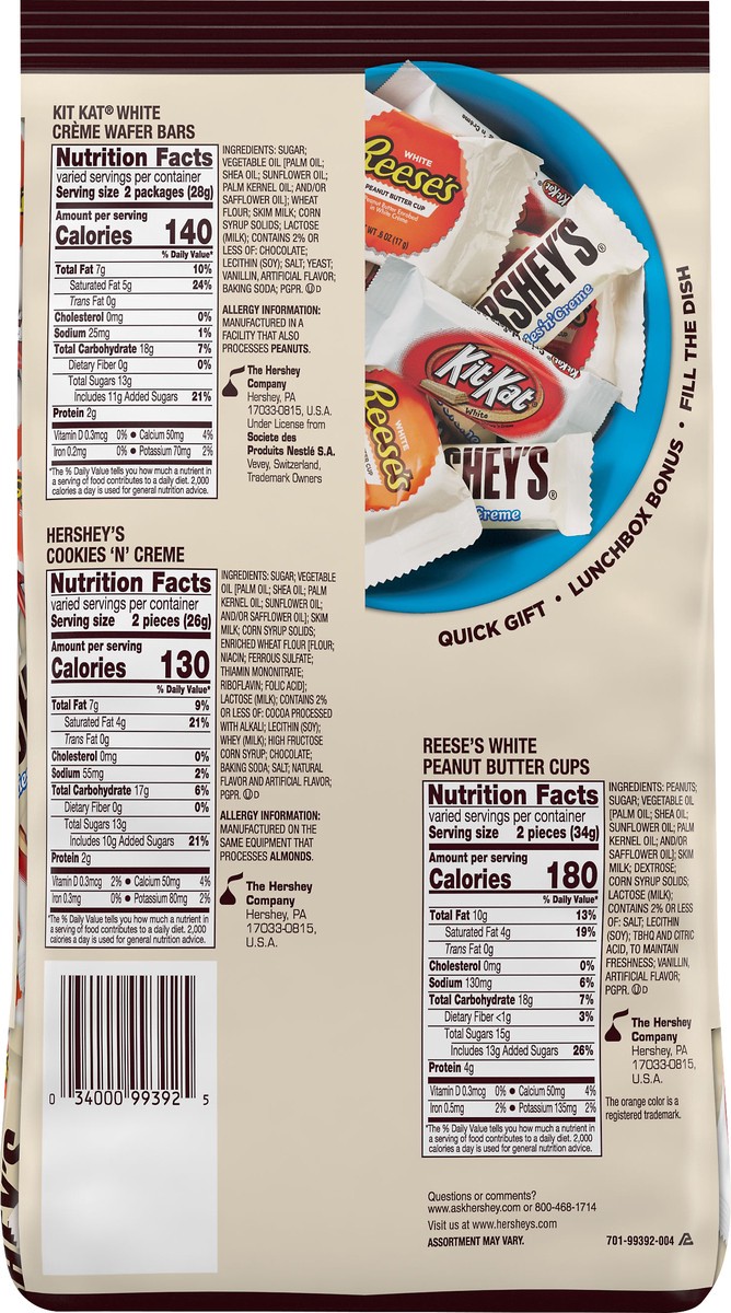 slide 2 of 7, Hershey's Party Pack Snack Size White Creme Lovers Candy 32.6 oz, 32.6 oz