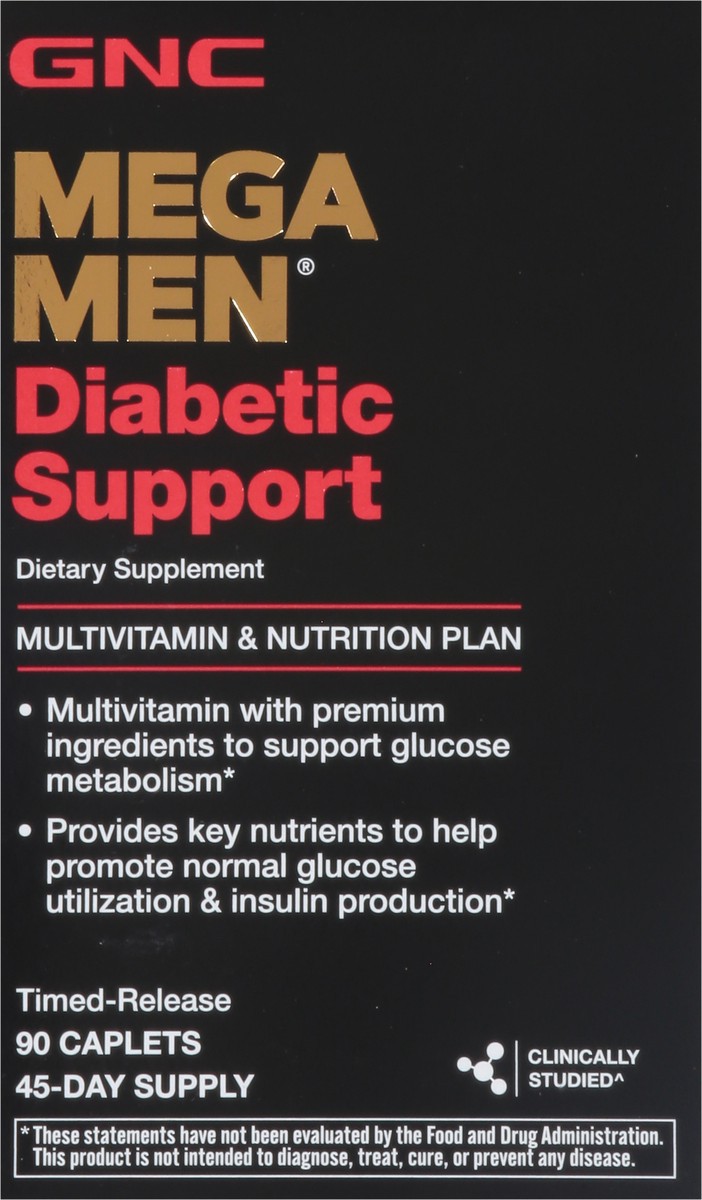 slide 10 of 10, GNC Mega Men Caplets Timed-Release Diabetic Support 60 Caplets, 60 ct