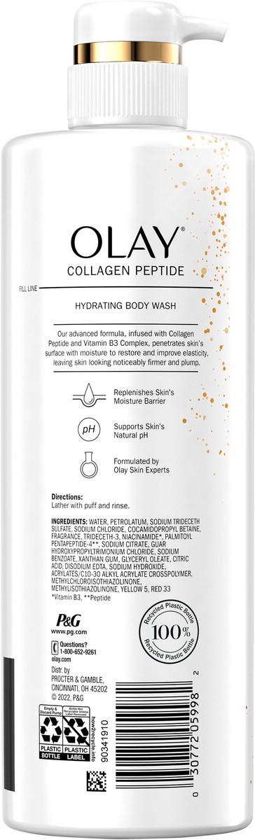 slide 4 of 5, Olay Cleansing & Firming Body Wash with Vitamin B3 and Collagen, 20 fl oz, 20 fl oz