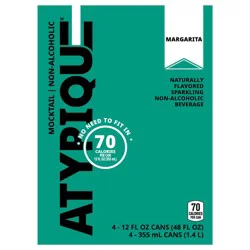 Atypique Non-Alcoholic Margarita Sparkling Mocktail Beverage, 12 fl oz cans, 4 pack