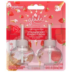 Glade PlugIns Scented Oil Refill, Strawberry Sundae Funday Scent, Infused with Essential Oils, Spring Limited Edition Fragrance, Positive Vibes Collection, 0.67 oz, 2 Count