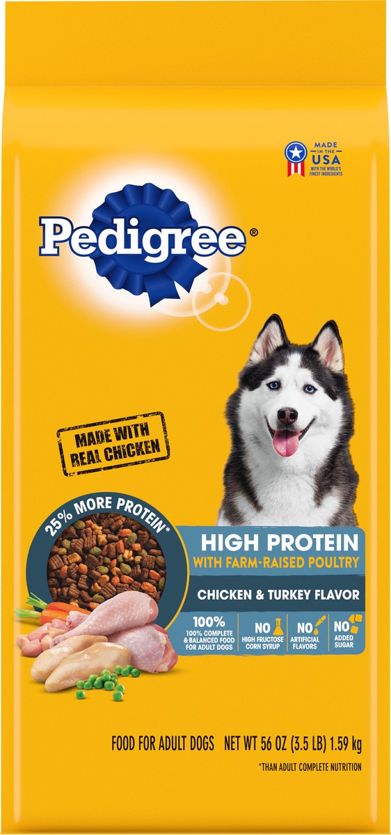 slide 9 of 15, Pedigree Adult Chicken & Turkey Flavor Food for Dogs 56 oz, 3.5 lb