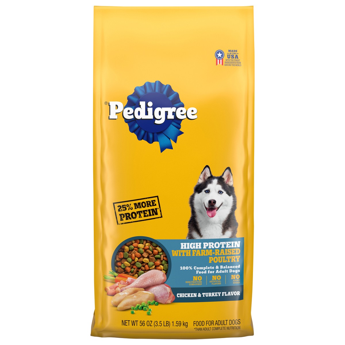 slide 1 of 15, Pedigree Adult Chicken & Turkey Flavor Food for Dogs 56 oz, 3.5 lb