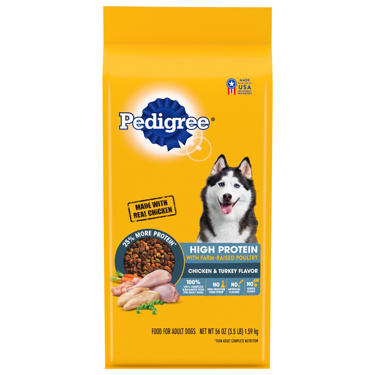 slide 3 of 15, Pedigree Adult Chicken & Turkey Flavor Food for Dogs 56 oz, 3.5 lb