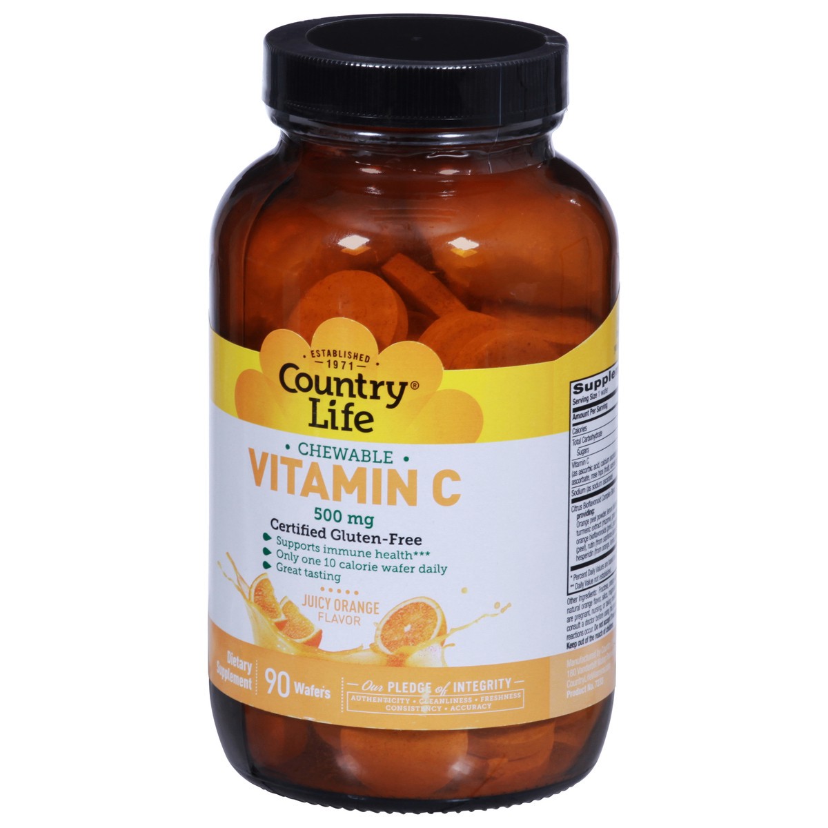 slide 4 of 10, Country Life Chewable 500 mg Juicy Orange Flavor Vitamin C 90 Wafers, 500 mg