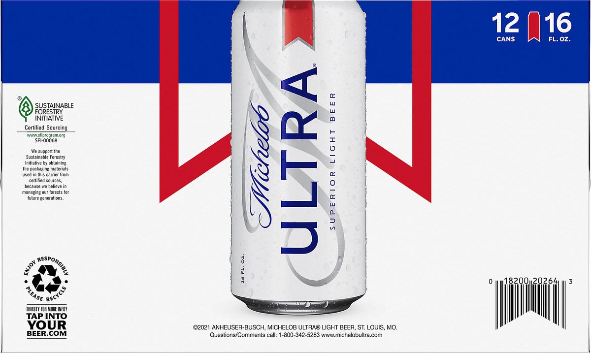 slide 2 of 9, Michelob Ultra 12 Pack Superior Light Beer 12 ea, 12 ct; 16 fl oz