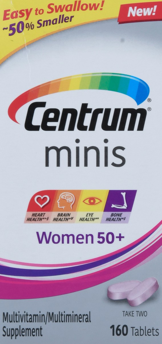 slide 8 of 9, Centrum Minis Women 50+ Multivitamin Supplement Non-GMO and Gluten Free Supports Bone Health and More* Easy to Swallow 160 Tablets, 160 cnt