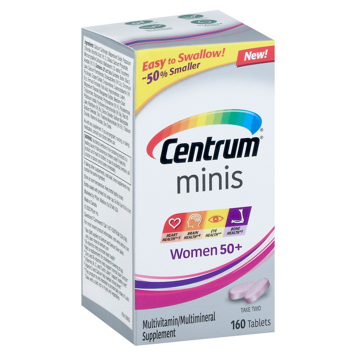 slide 6 of 9, Centrum Minis Women 50+ Multivitamin Supplement Non-GMO and Gluten Free Supports Bone Health and More* Easy to Swallow 160 Tablets, 160 cnt