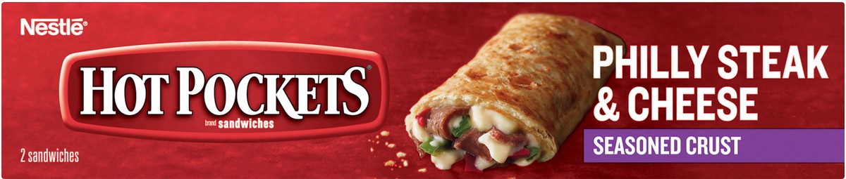 slide 4 of 9, Hot Pockets Philly Steak & Cheese Frozen Snacks in a Seasoned Crust, Philly Cheesesteak Made with Real Reduced Fat Mozzarella Cheese, 2 Count Frozen Sandwiches, 9 oz