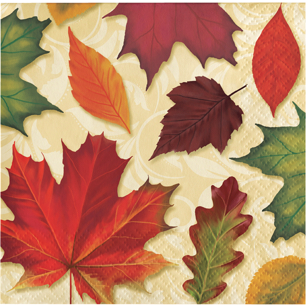 slide 1 of 1, Creative Converting Beverage Napkin Fall Leaves, 1 ct