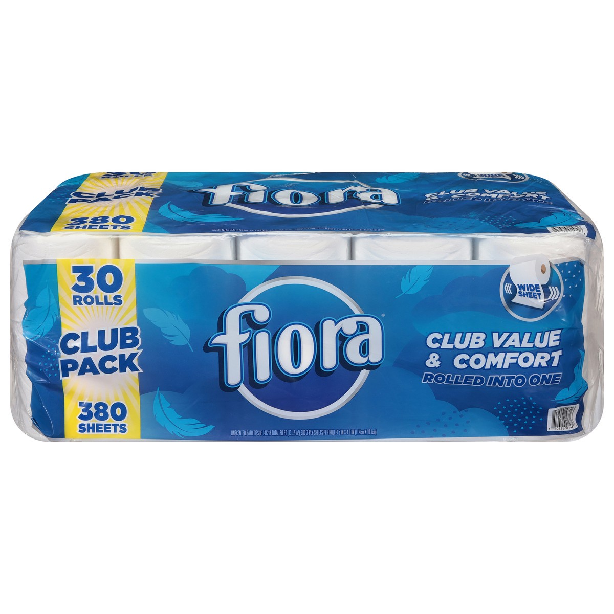 slide 2 of 4, Fiora 2-Ply Unscented Wide Sheet Bath Tissue Club Pack 30 Rolls, 30 ct