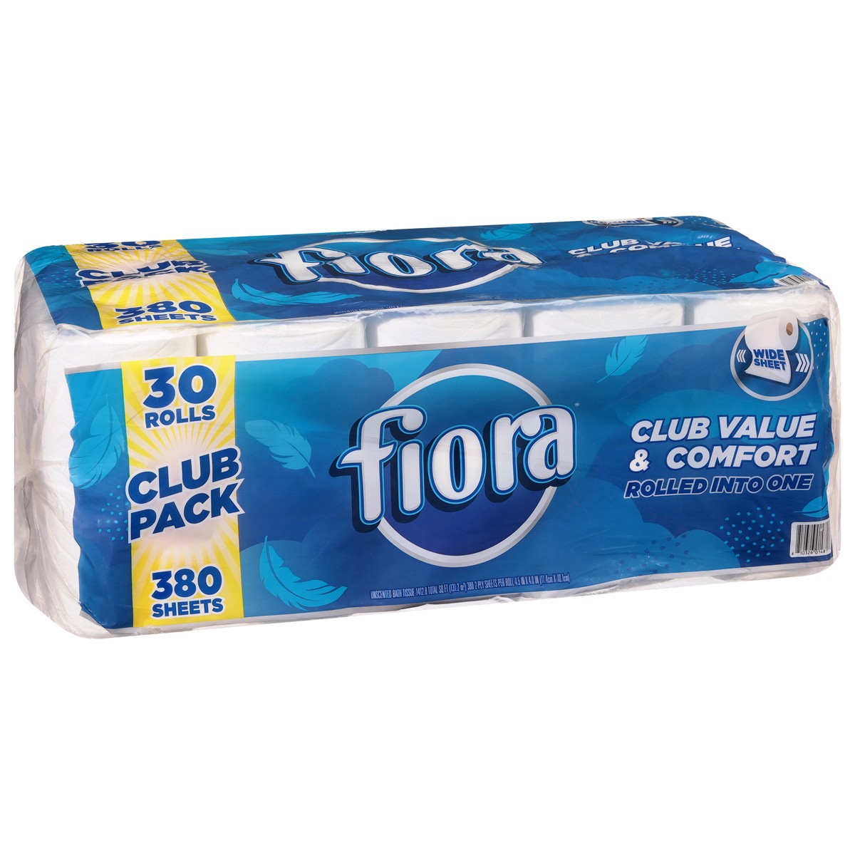 slide 4 of 4, Fiora 2-Ply Unscented Wide Sheet Bath Tissue Club Pack 30 Rolls, 30 ct