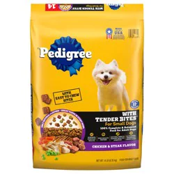 Pedigree With Tender Bites For Small Dogs Adult 100% Complete & Balanced Chicken & Steak Flavor Food for Dogs 14 lb