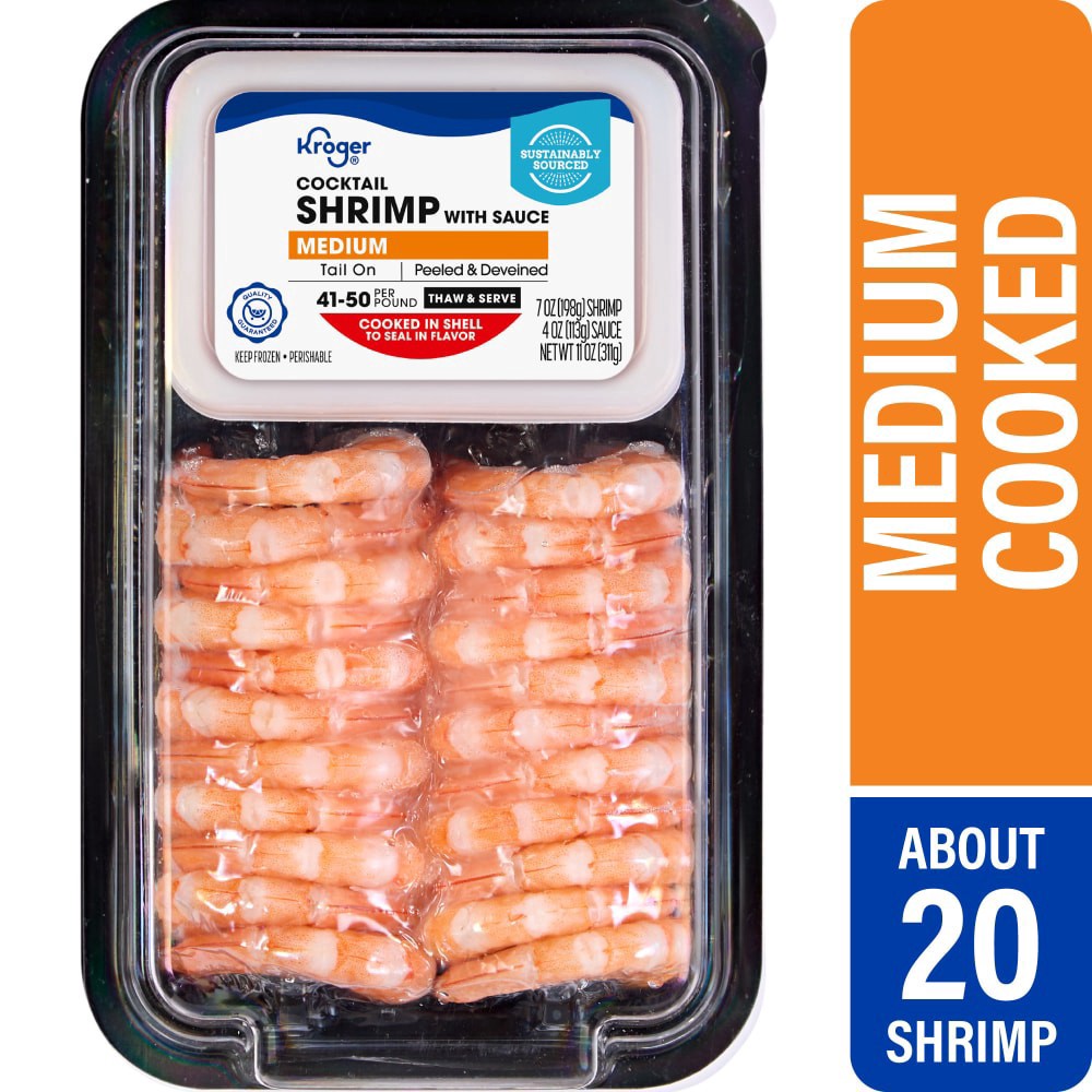 slide 1 of 5, Kroger® Medium Shrimp Tray with Cocktail Sauce, 7 oz
