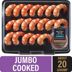 Private Selection® Cooked Jumbo Black Tiger Shrimp Peeled & Deveined Tail On with Cocktail Sauce