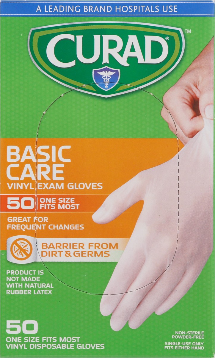 slide 11 of 13, Curad Vinyl Exam Gloves, 50 ct