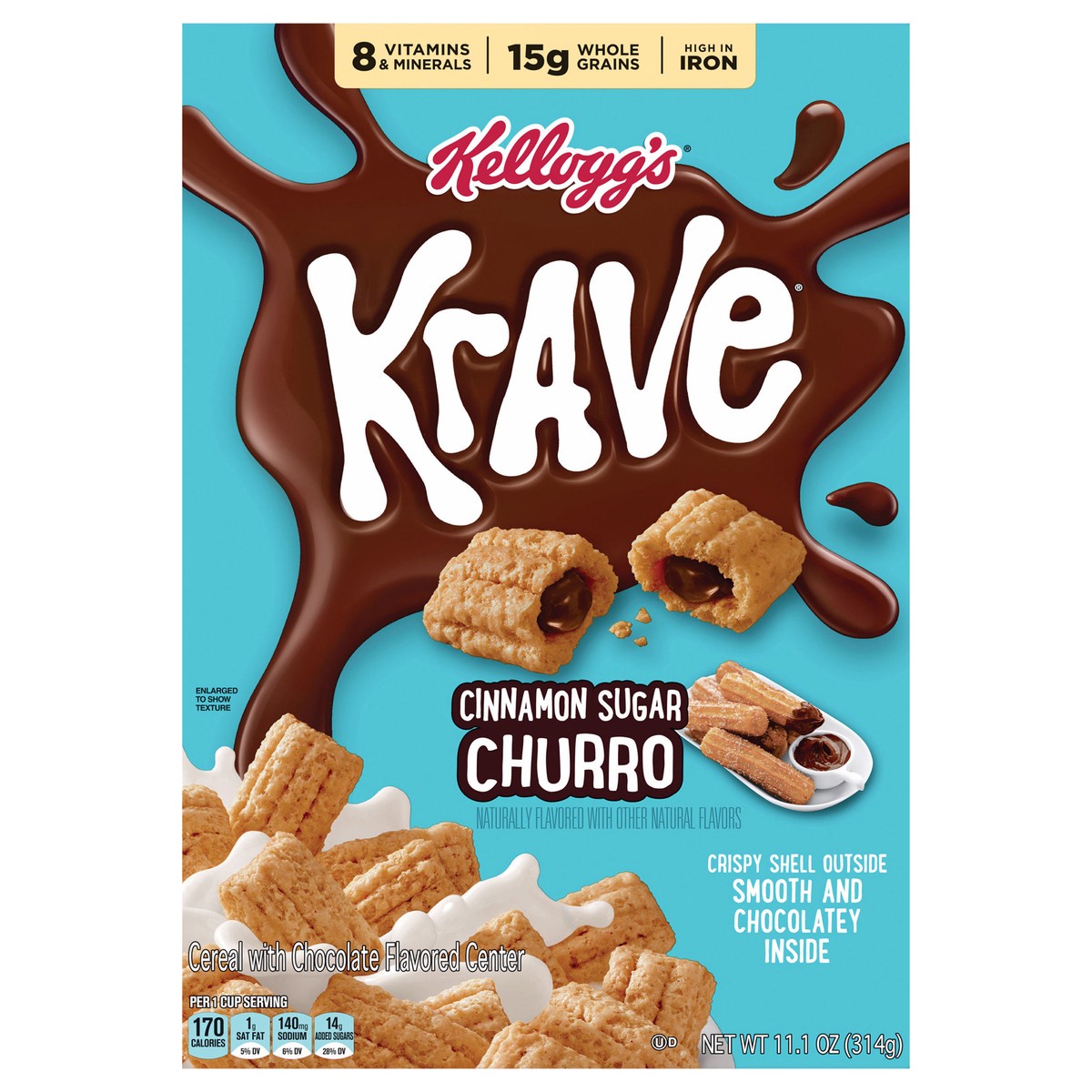 slide 1 of 14, Kellogg's Krave Breakfast Cereal Cinnamon Sugar Churro, 11.1 oz, 11.1 oz