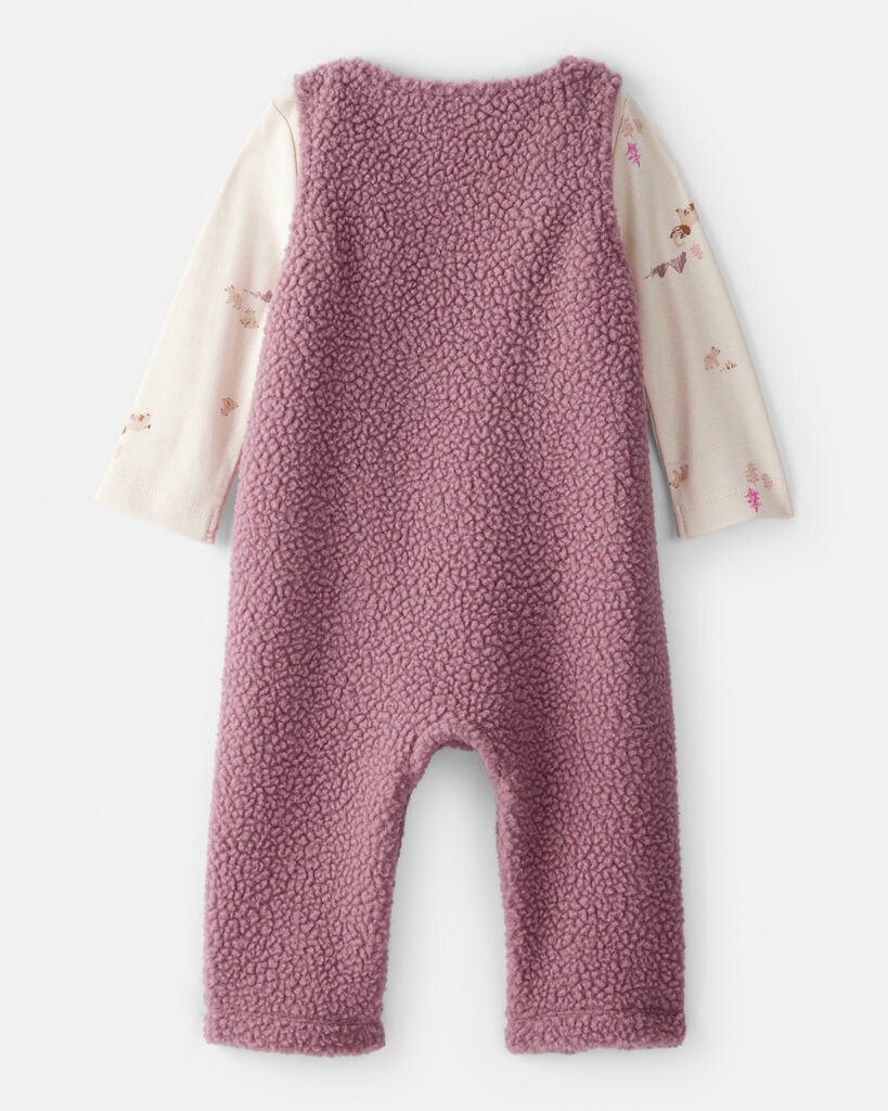 slide 6 of 6, Carter's Carters Baby Girl 2-Piece Velour Long-Sleeve Snug Fit Overall Set - Purple Purple NB, 2 pc