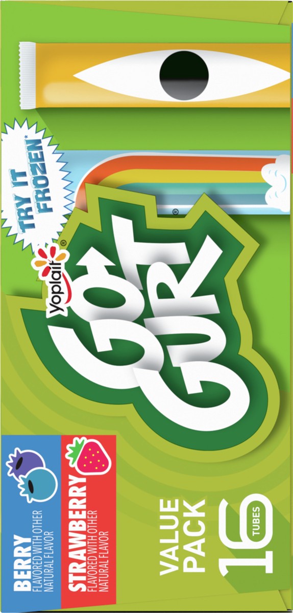 slide 11 of 11, Go-GURT Berry and Strawberry Kids Fat Free Yogurt Variety Pack, Gluten Free, 2 oz Yogurt Tubes (16 Count), 16 ct