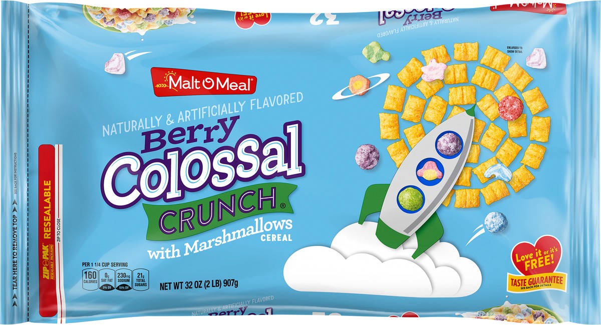 slide 7 of 7, Malt-O-Meal Berry Colossal Crunch with Marshmallows Breakfast Cereal, 32 OZ Bag, 32 oz