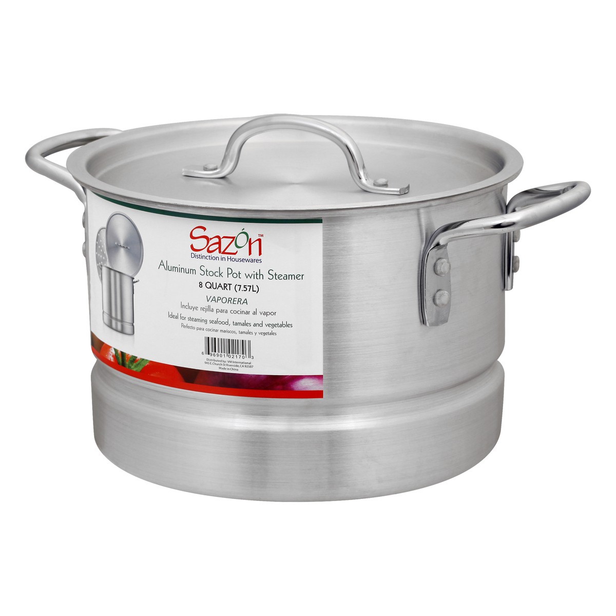 slide 3 of 11, Sazón Sazon Stock Pot, With Steamer, Aluminum, 8 Quart, 1 ct
